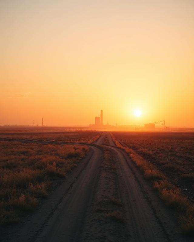 Energy infrastructure on the North Dakota plains at sunset